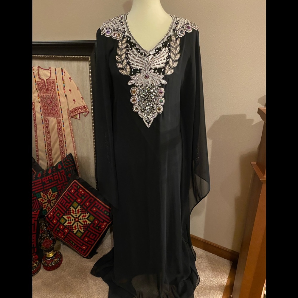 Black & silver women Abaya